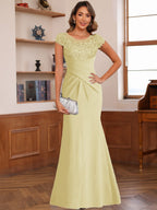 Genevieve Lark Yellow front view mother of the bride dress