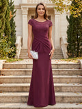 Wilhelmina Jade Plum front view mother of the bride dress