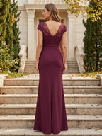 Wilhelmina Jade Plum back view mother of the bride dress