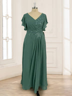 Celestine Hope Dusty Blue side view mother of the bride dress