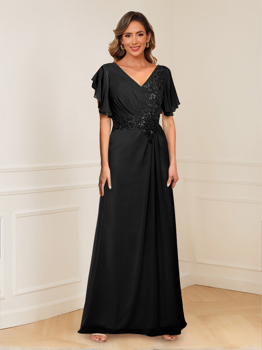 Celestine Hope Black front view mother of the bride dress