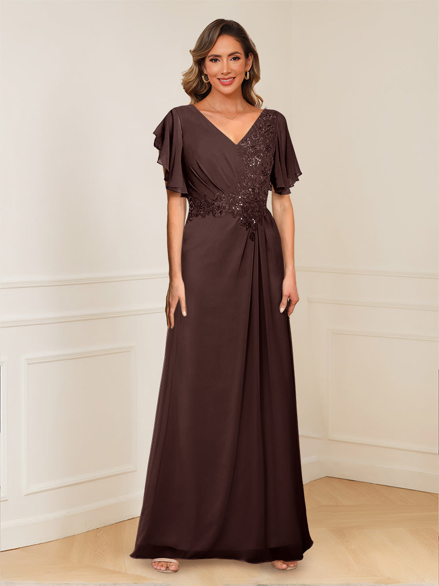 Celestine Hope Brown front view mother of the bride dress