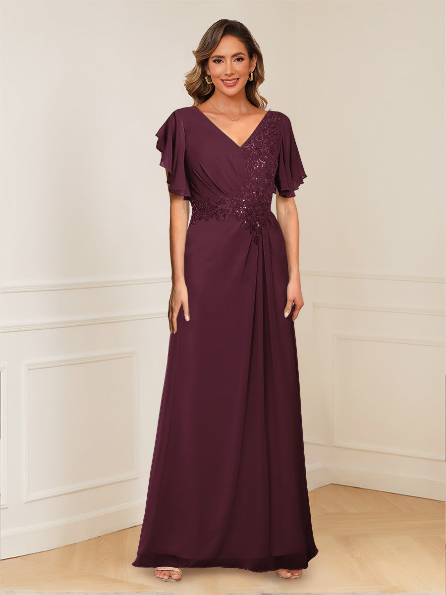 Celestine Hope Burgundy front view mother of the bride dress