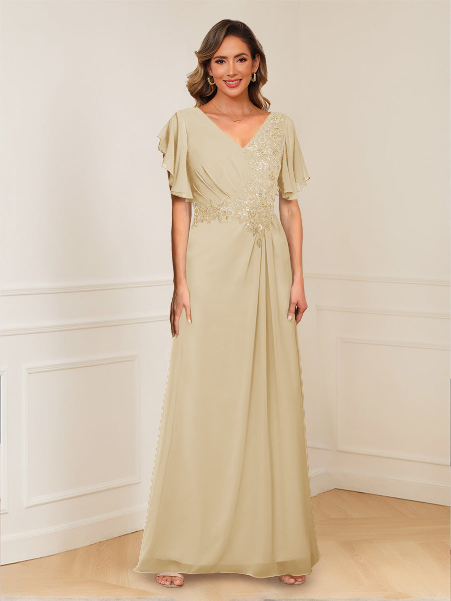 Celestine Hope Champagne front view mother of the bride dress