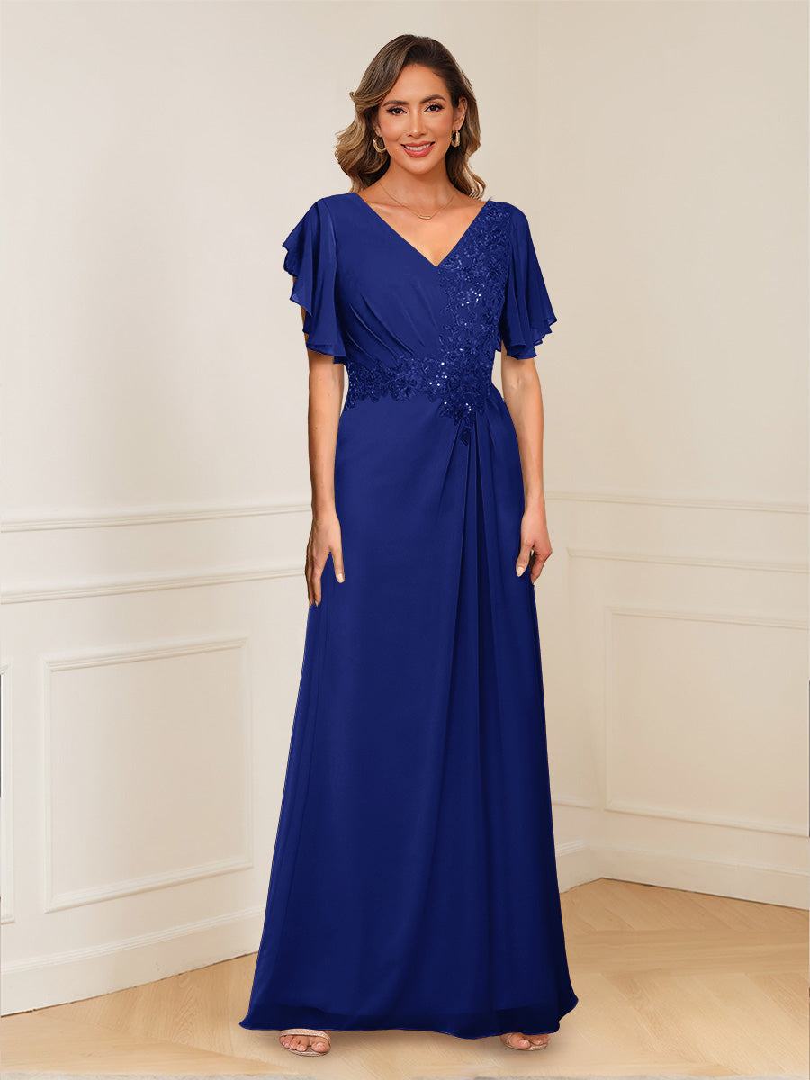 Celestine Hope Royal Blue front view mother of the bride dress