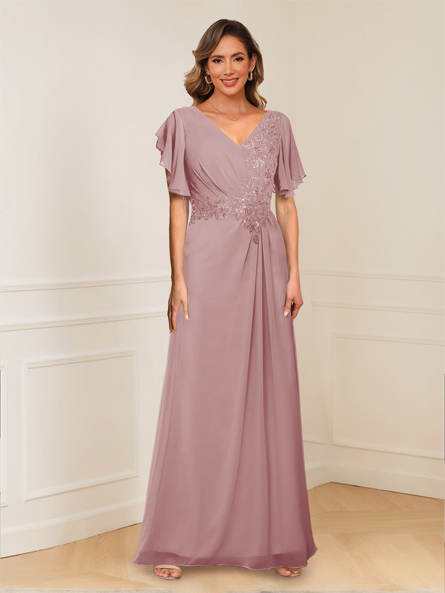 Celestine Hope Dusty Rose front view mother of the bride dress
