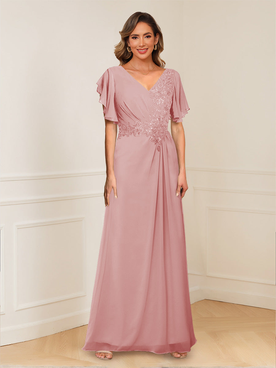 Celestine Hope Dusty Rose back view mother of the bride dress