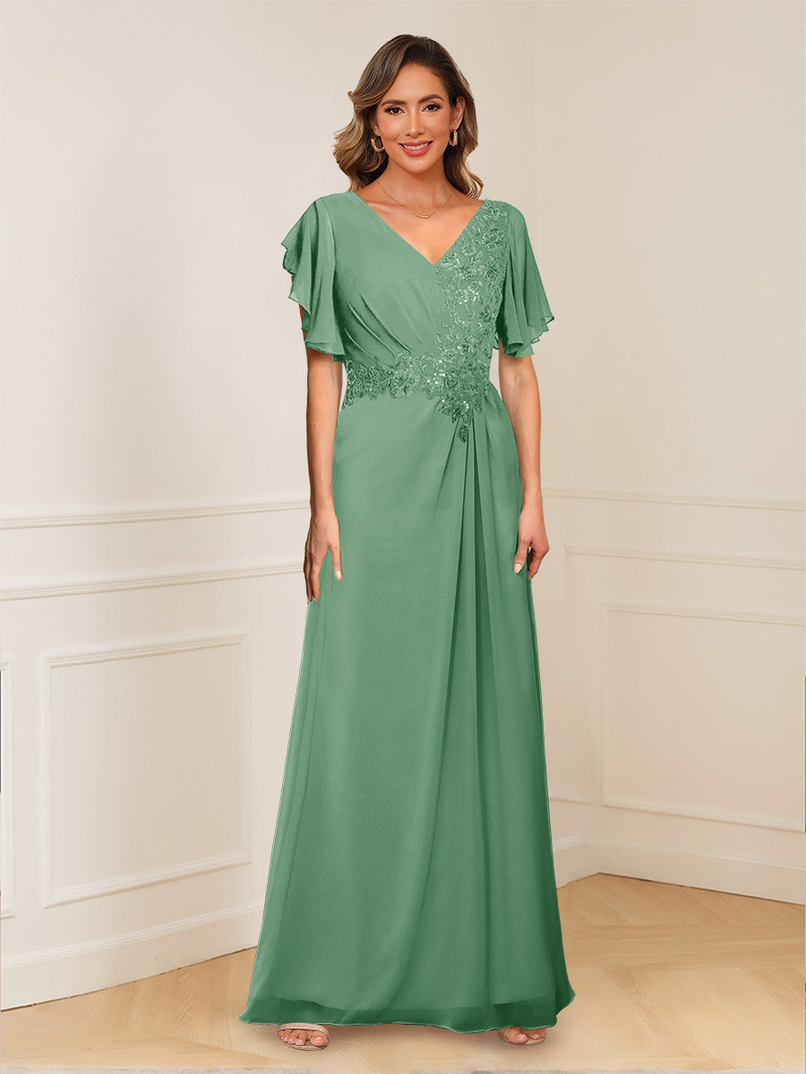 Celestine Hope Eucalyptus front view mother of the bride dress
