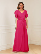 Celestine Hope Fuchsia back view mother of the bride dress