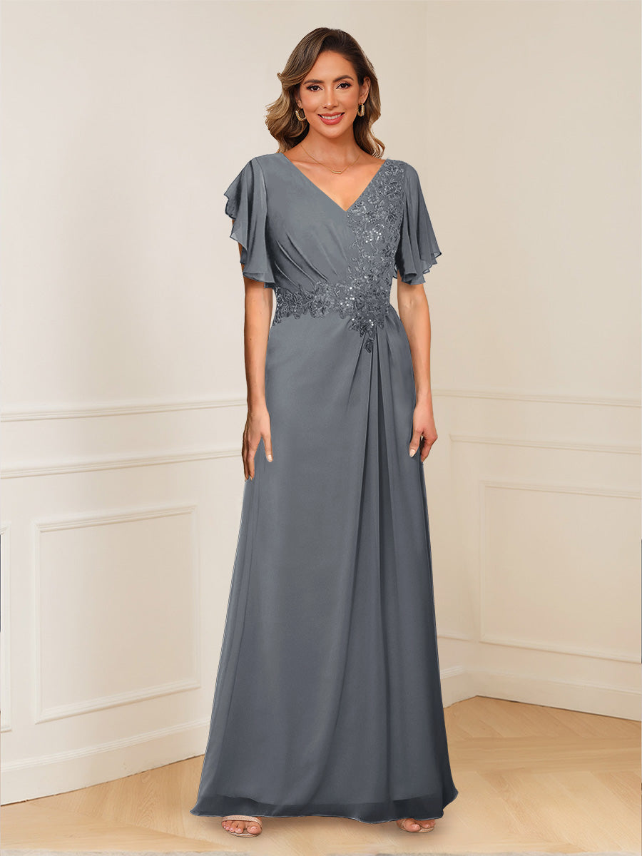 Celestine Hope Grey front view mother of the bride dress