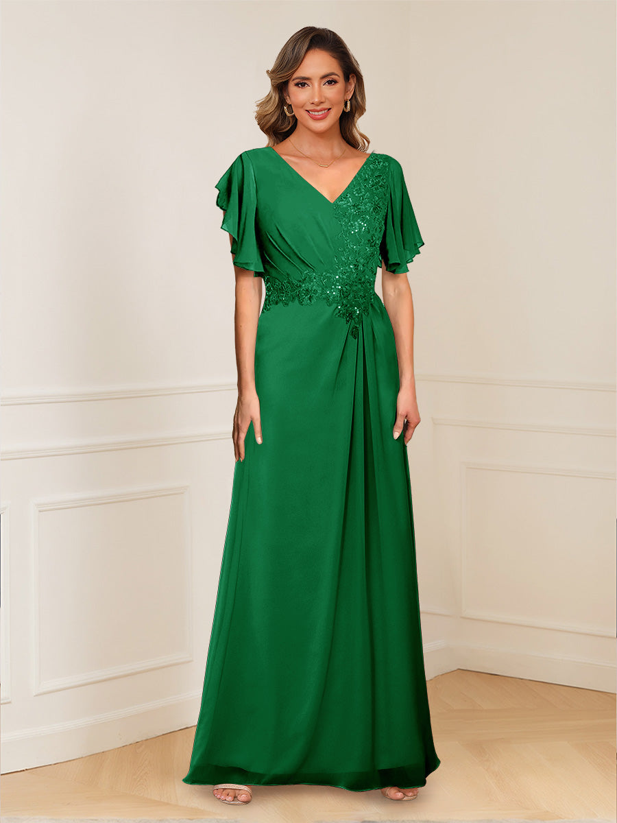 Celestine Hope Forest Green front view mother of the bride dress