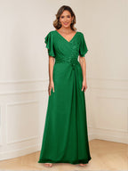 Celestine Hope Forest Green front view mother of the bride dress