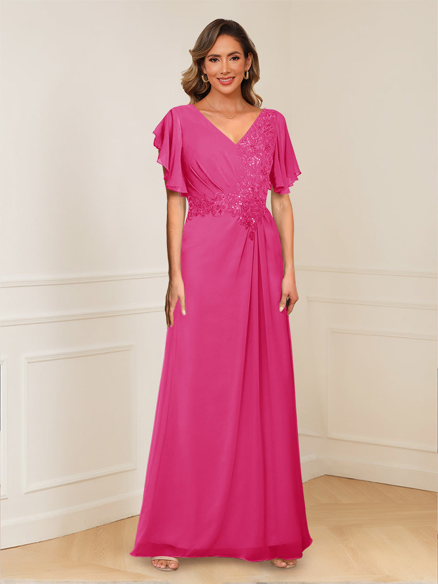 Celestine Hope Hot Pink front view mother of the bride dress