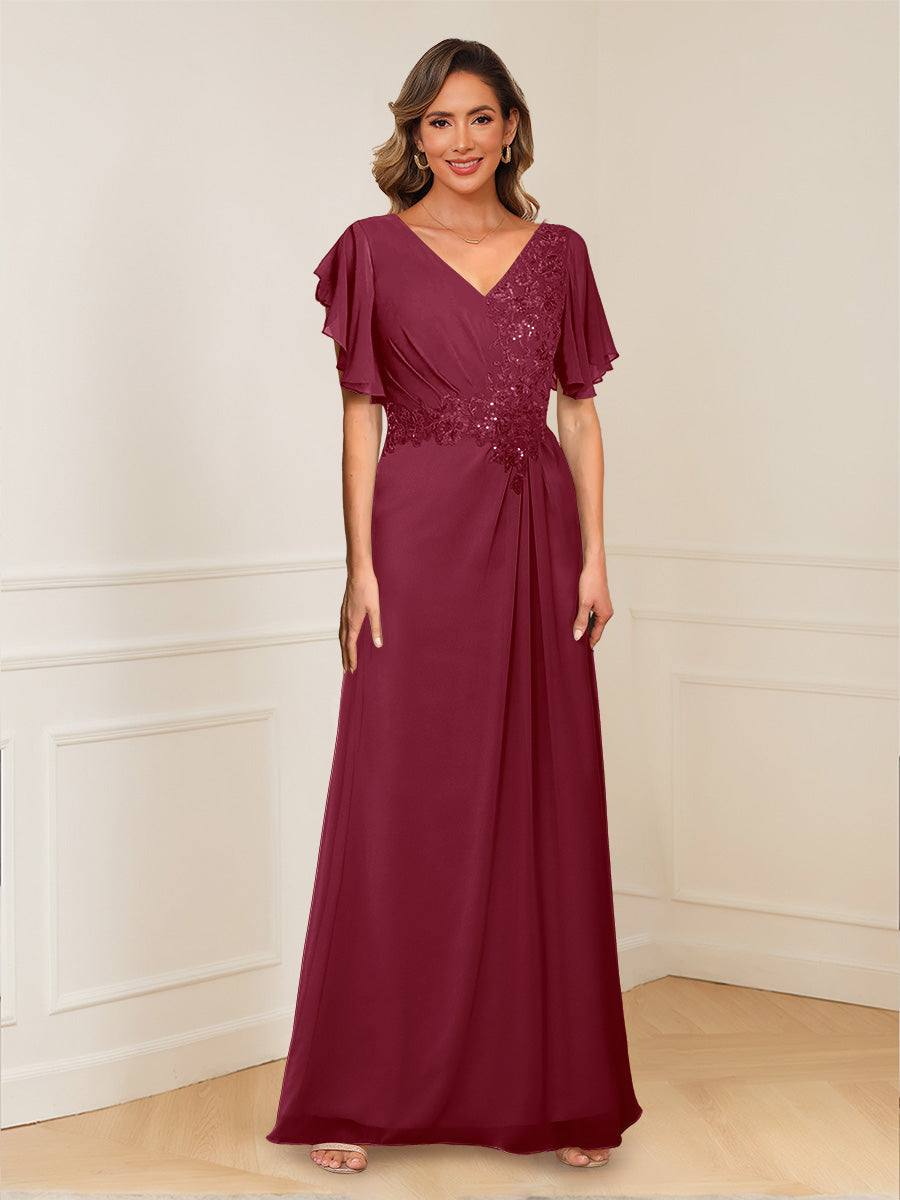 Celestine Hope Burgundy back view mother of the bride dress