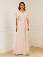 Celestine Hope Champagne back view mother of the bride dress