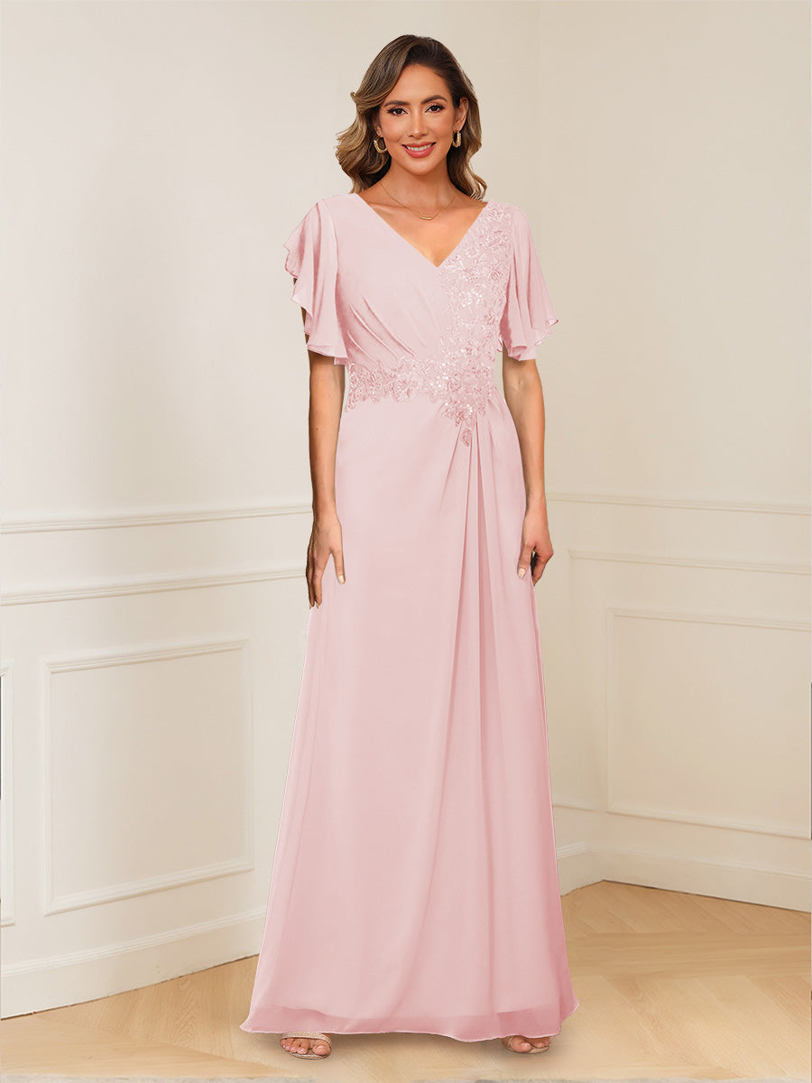 Celestine Hope Pearl Pink front view mother of the bride dress
