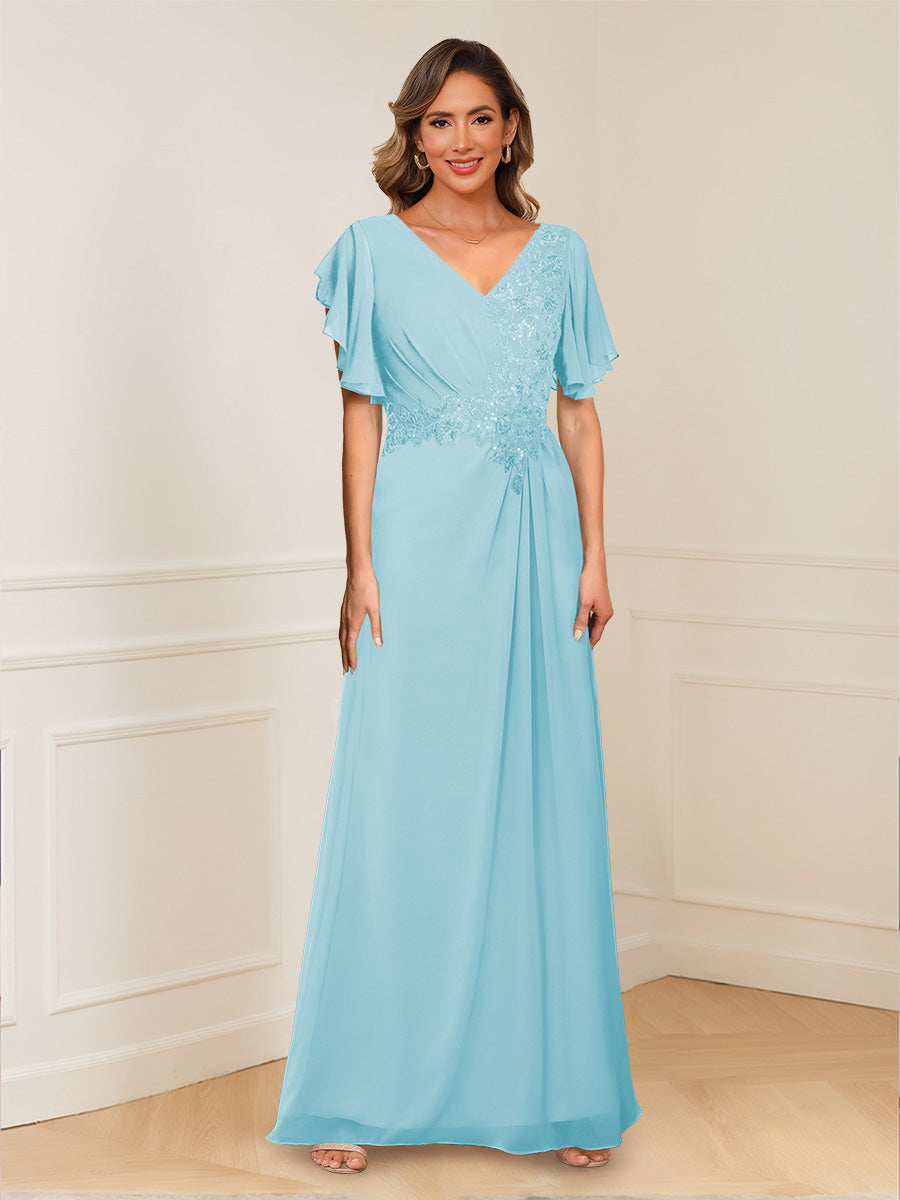 Celestine Hope Sky Blue back view mother of the bride dress