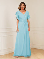 Celestine Hope Sky Blue back view mother of the bride dress
