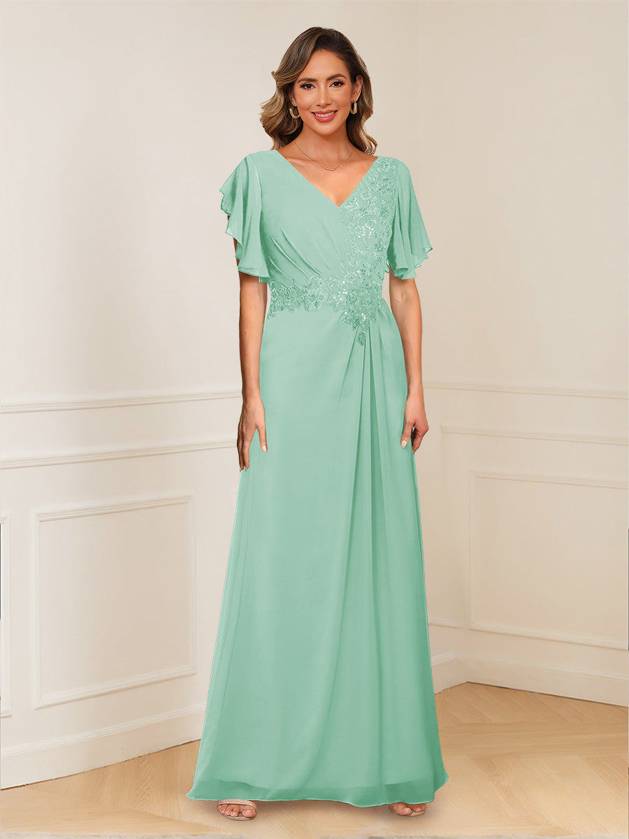 Celestine Hope Mint Green front view mother of the bride dress