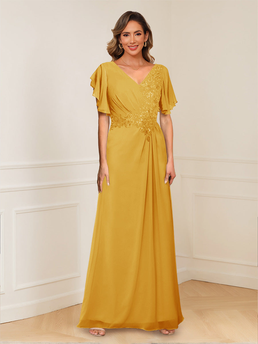 Celestine Hope Gold back view mother of the bride dress