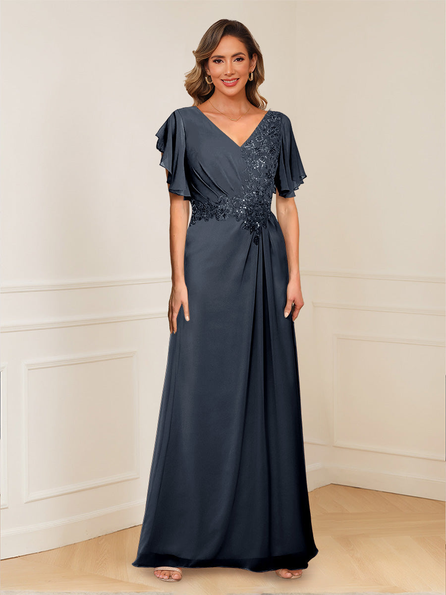 Celestine Hope Navy Blue front view mother of the bride dress
