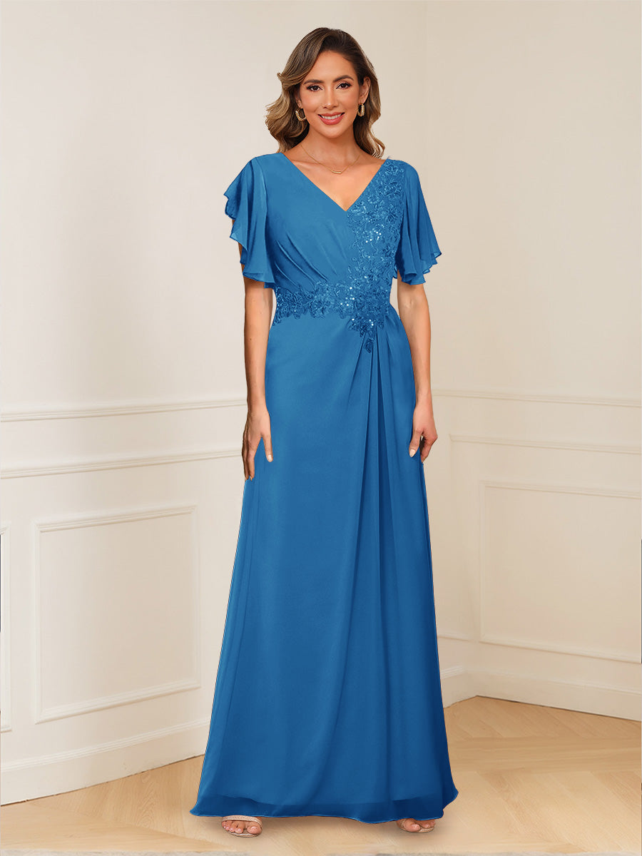 Celestine Hope Ocean Blue front view mother of the bride dress