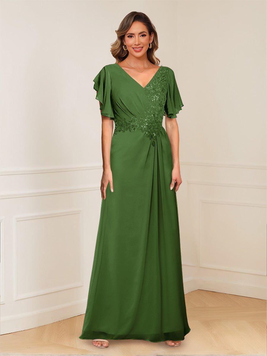 Celestine Hope Olive Green front view mother of the bride dress
