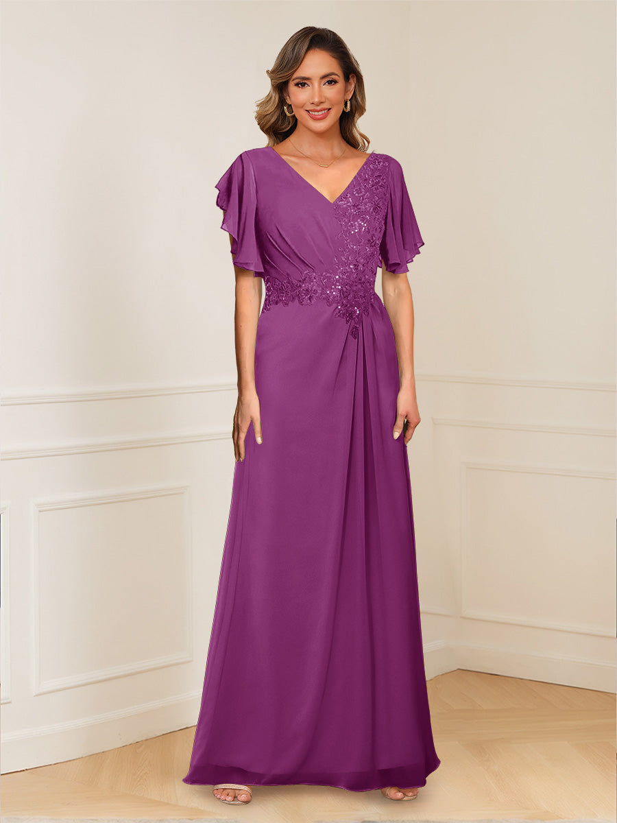 Celestine Hope Orchid front view mother of the bride dress