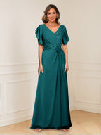 Celestine Hope Peacock front view mother of the bride dress