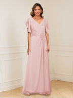 Celestine Hope Pearl Pink back view mother of the bride dress