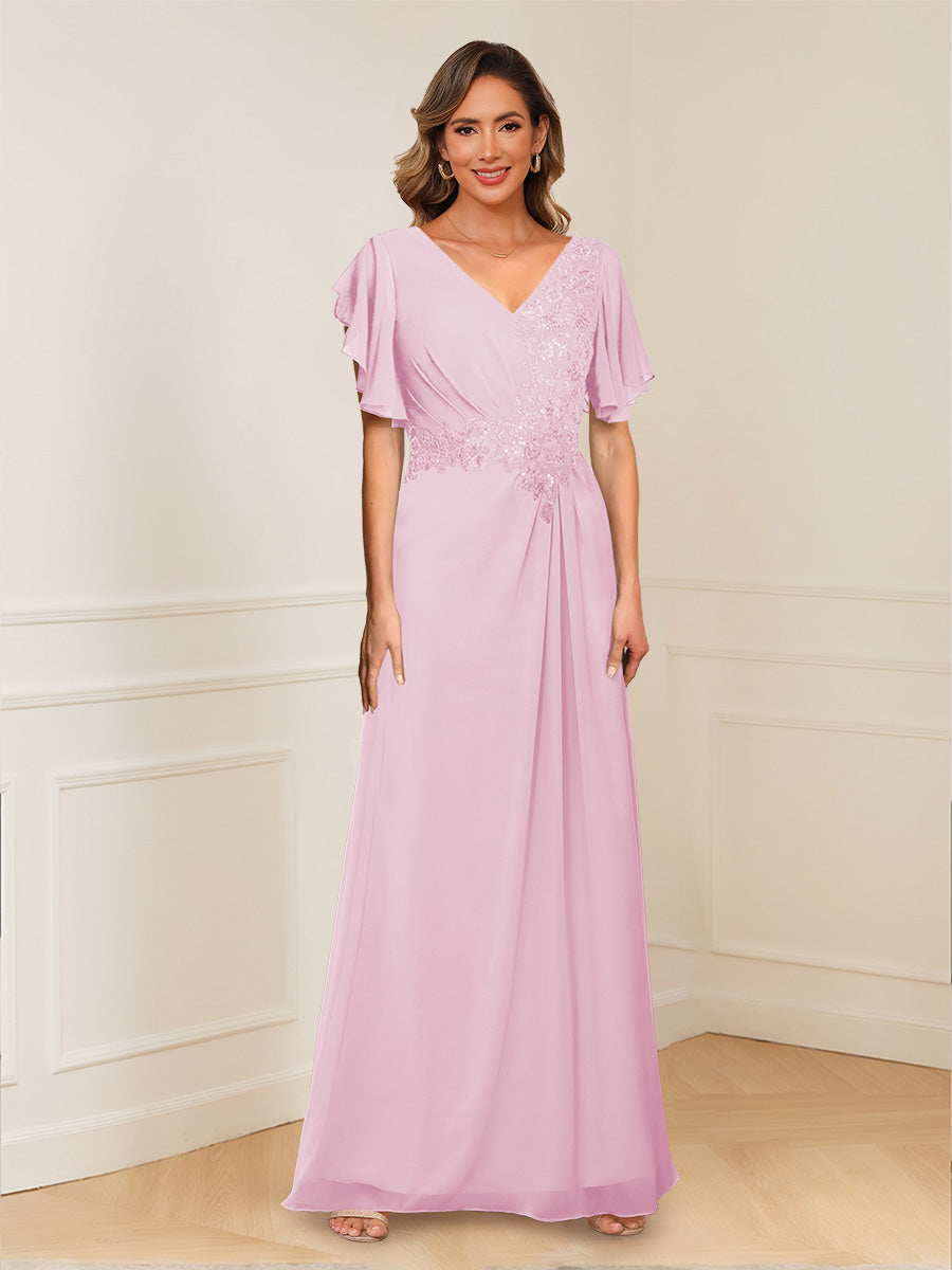 Celestine Hope Rose Pink front view mother of the bride dress