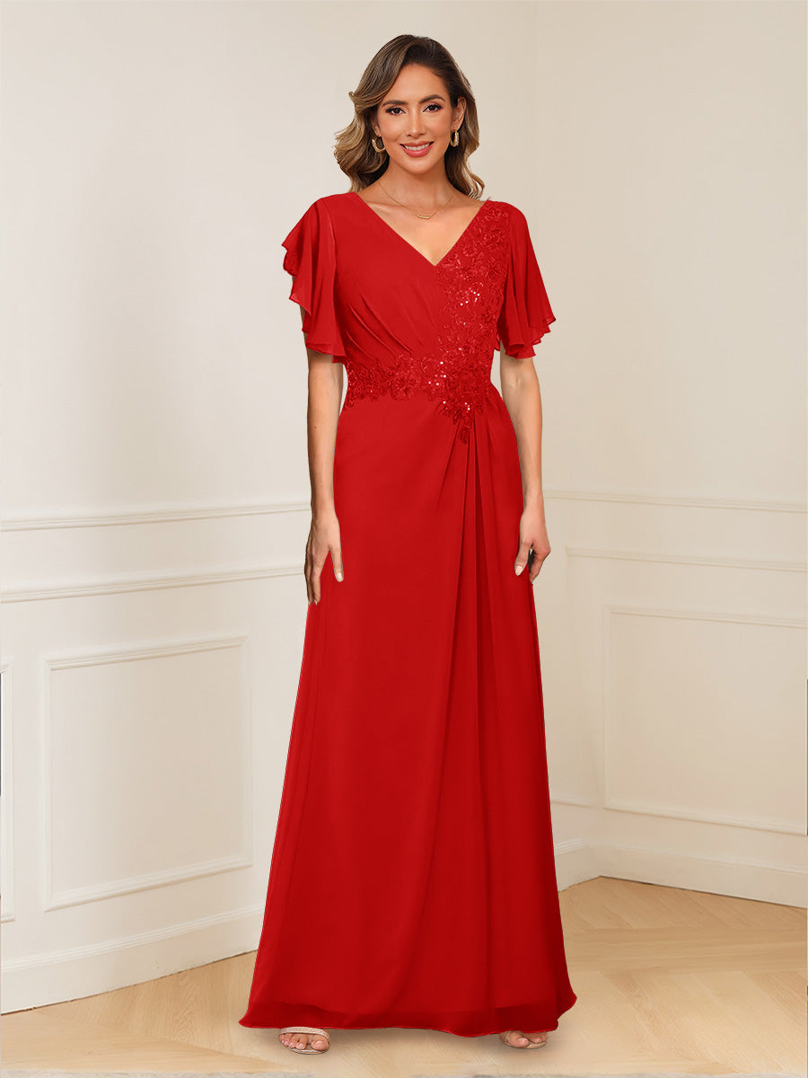 Celestine Hope Red front view mother of the bride dress