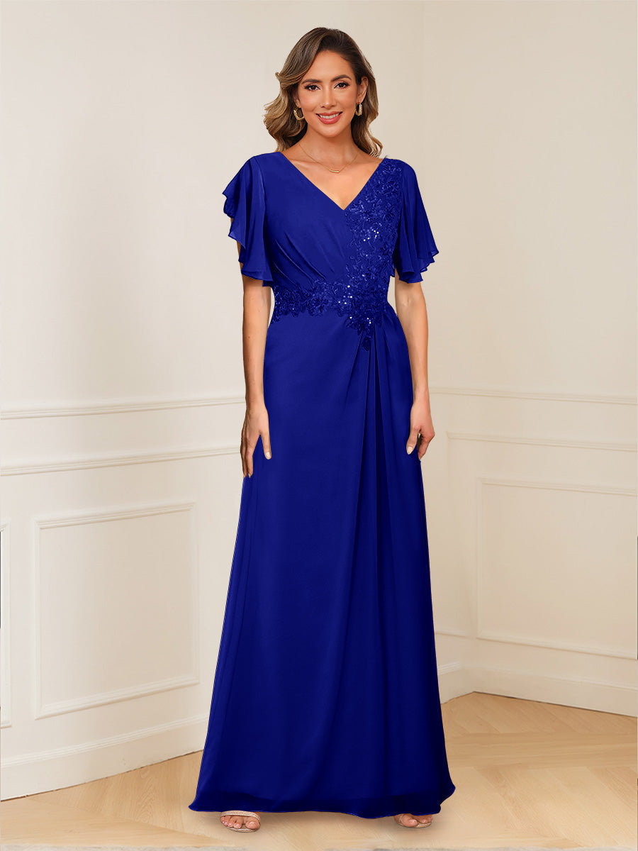 Celestine Hope Royal Blue side view mother of the bride dress