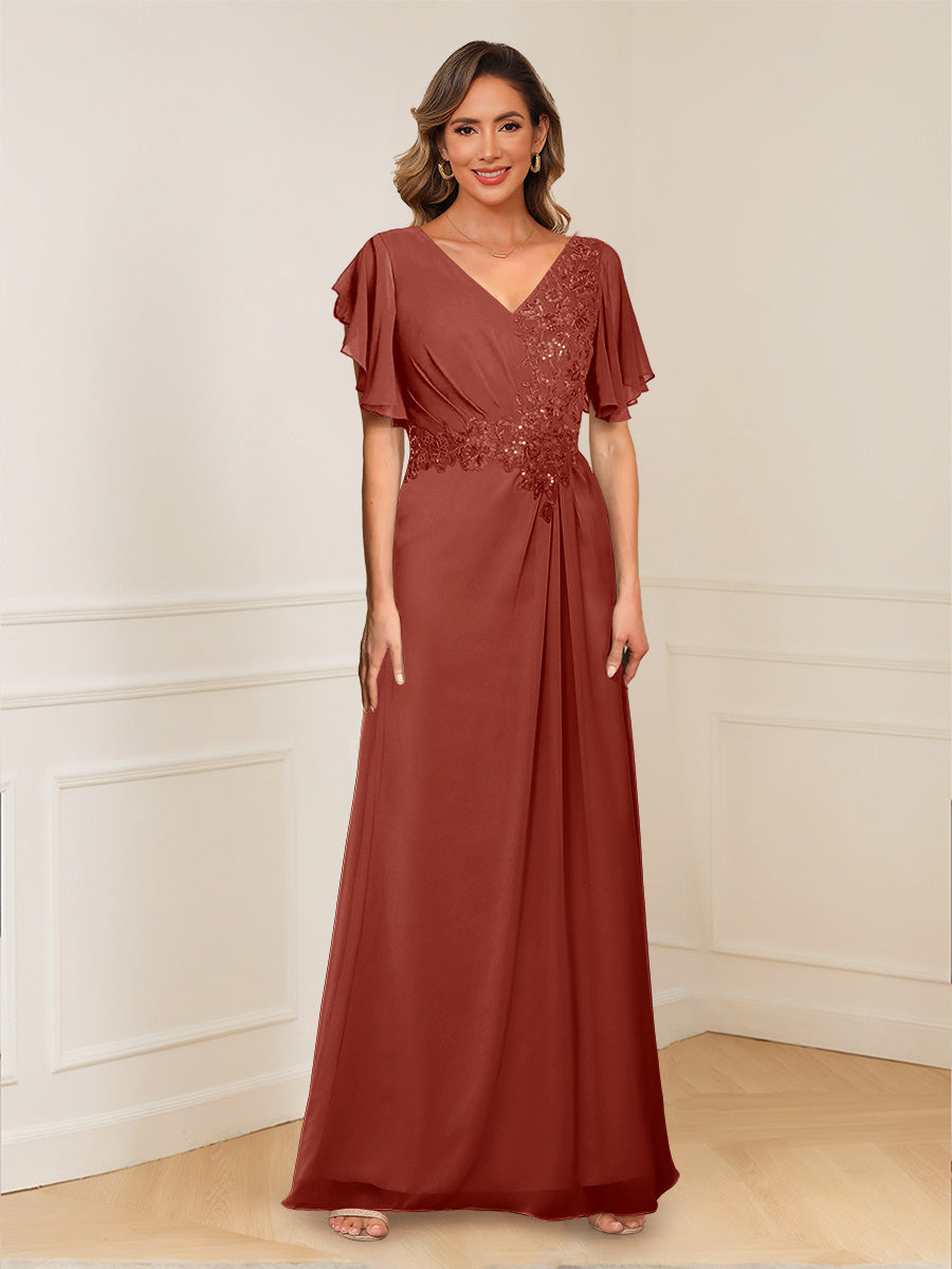 Celestine Hope Rust front view mother of the bride dress
