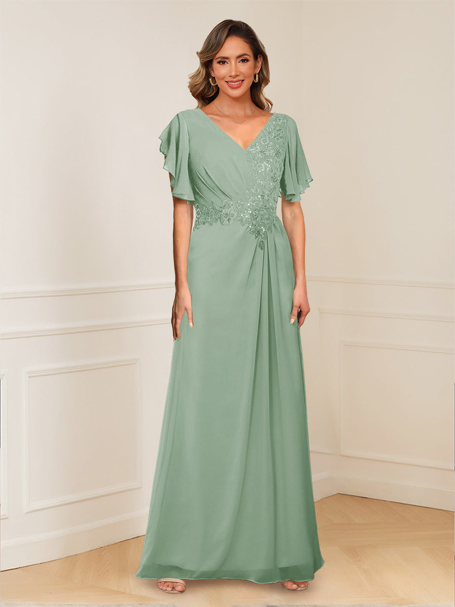 Celestine Hope Sage Green back view mother of the bride dress