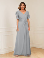 Celestine Hope Silver front view mother of the bride dress