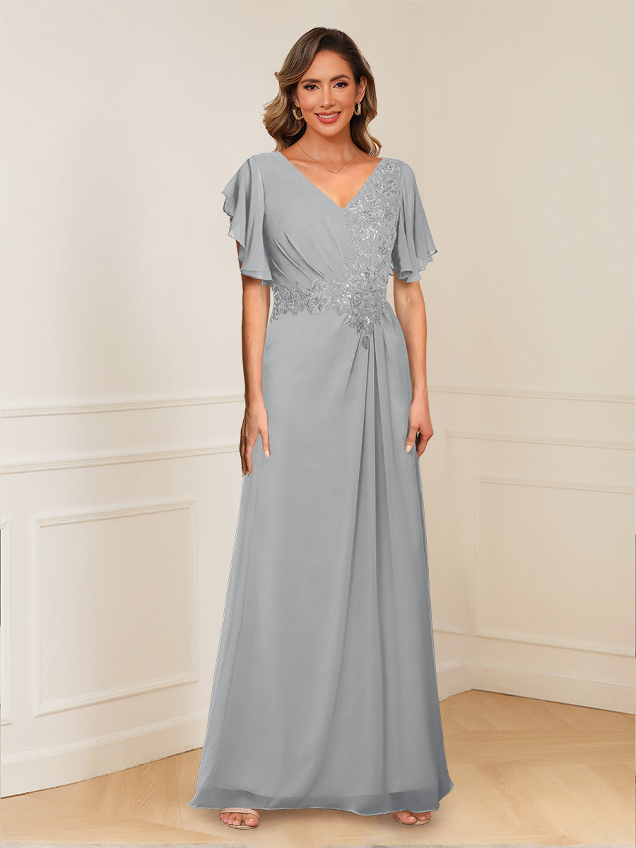 Celestine Hope Silver front view mother of the bride dress