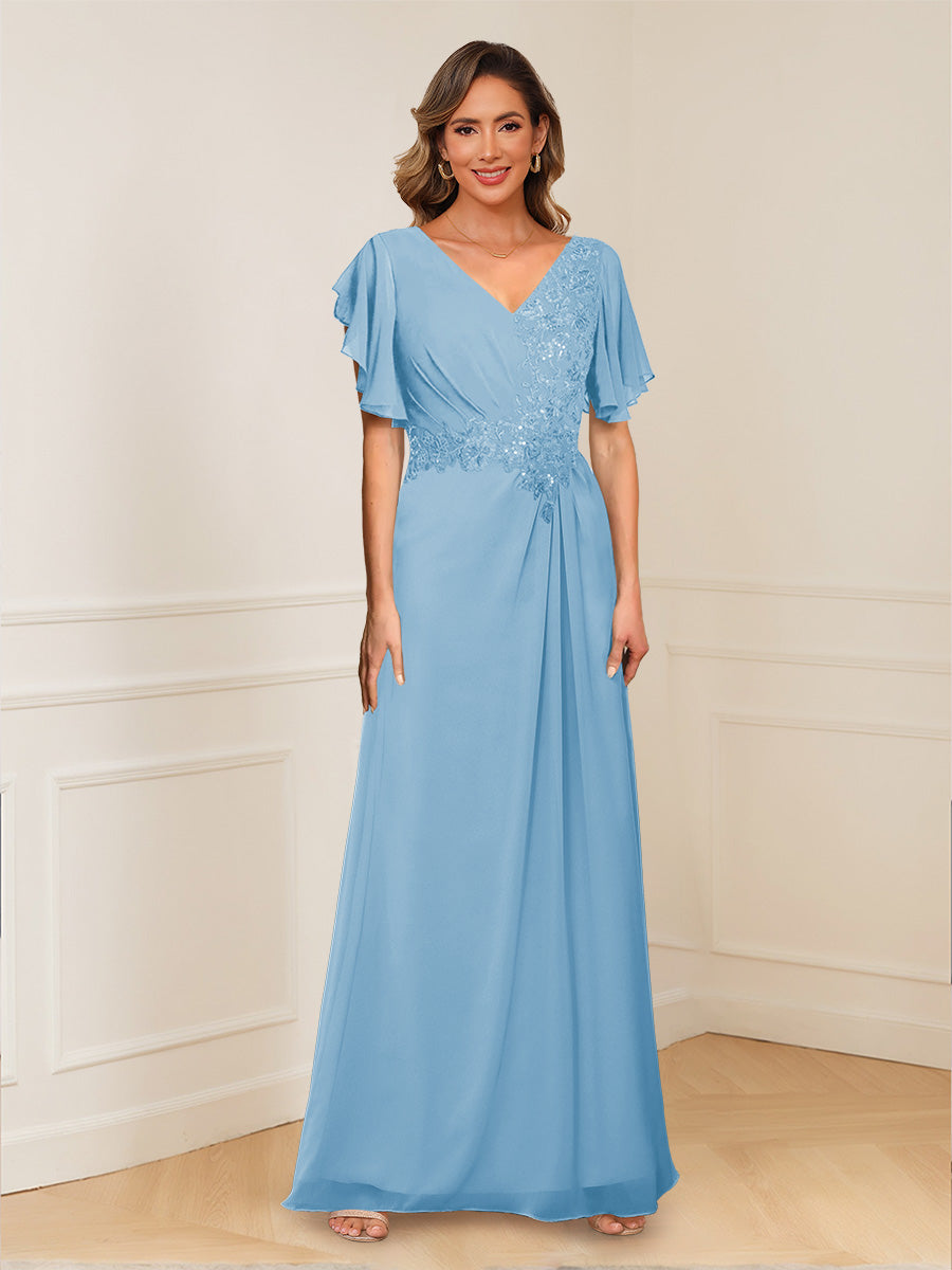 Celestine Hope Sky Blue side view mother of the bride dress