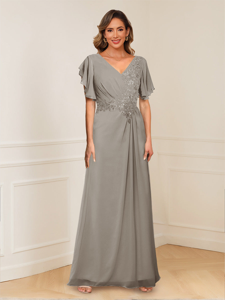 Celestine Hope Taupe front view mother of the bride dress