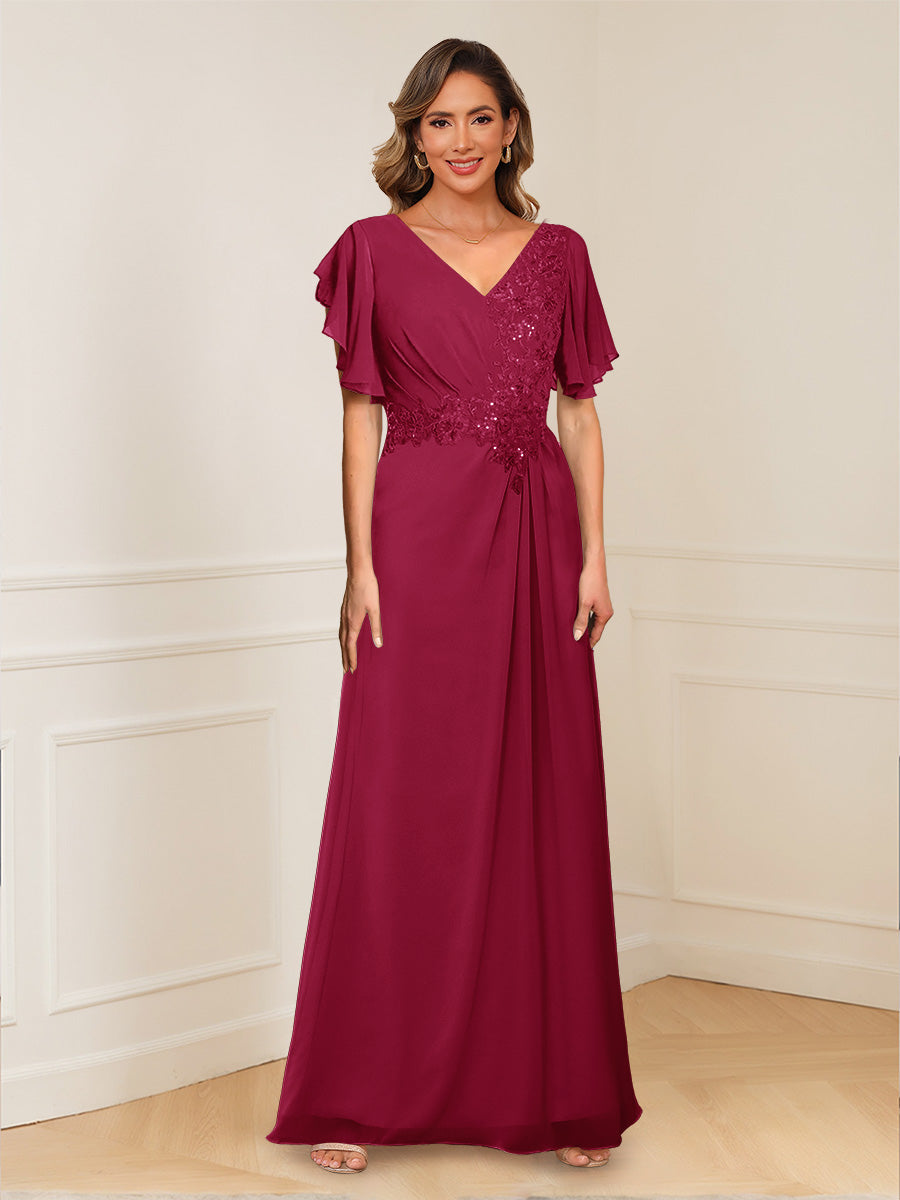 Celestine Hope Burgundy side view mother of the bride dress