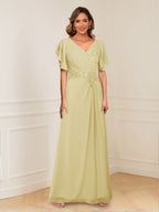 Celestine Hope Yellow front view mother of the bride dress
