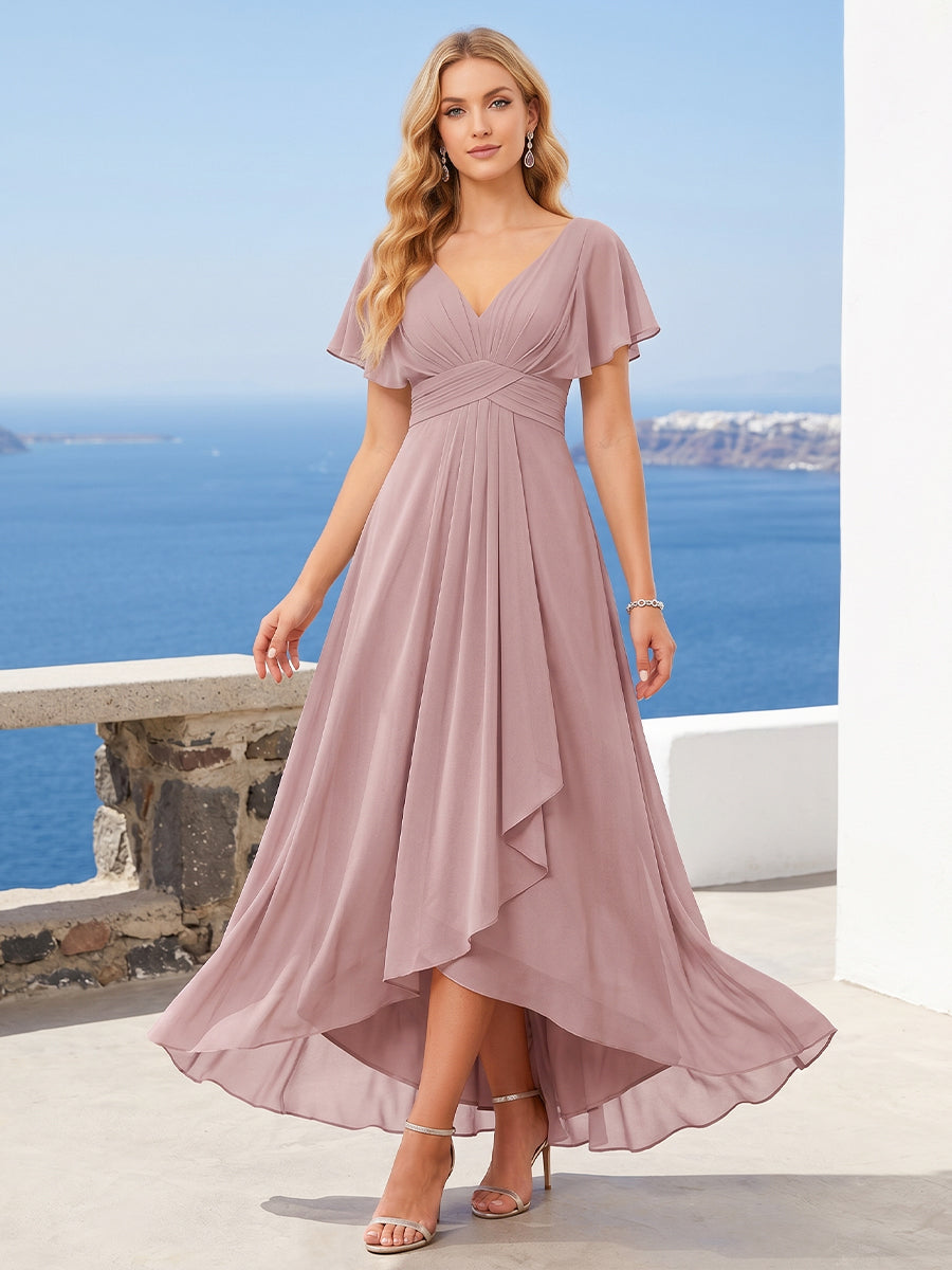 Xanthe Dusty Rose front view bridesmaid dress
