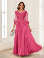 Dorothea June Fuchsia front view mother of the bride dress