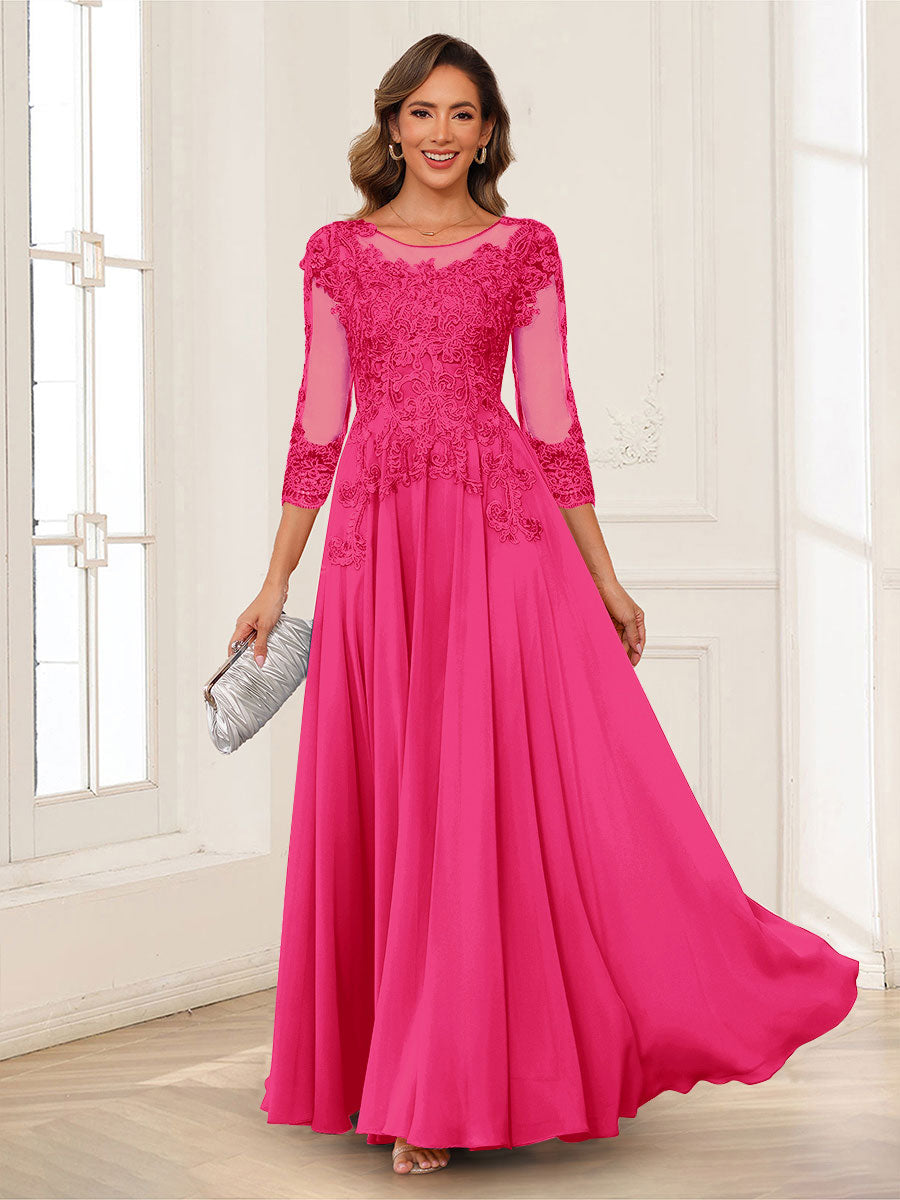 Dorothea June Fuchsia back view mother of the bride dress
