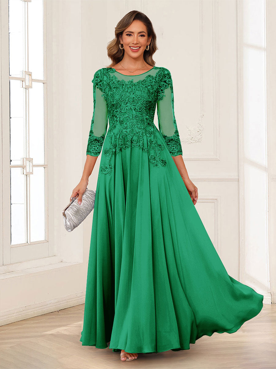 Dorothea June Forest Green front view mother of the bride dress