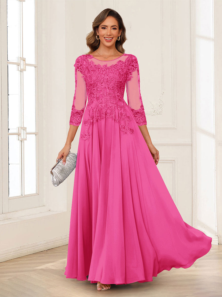 Dorothea June Hot Pink front view mother of the bride dress