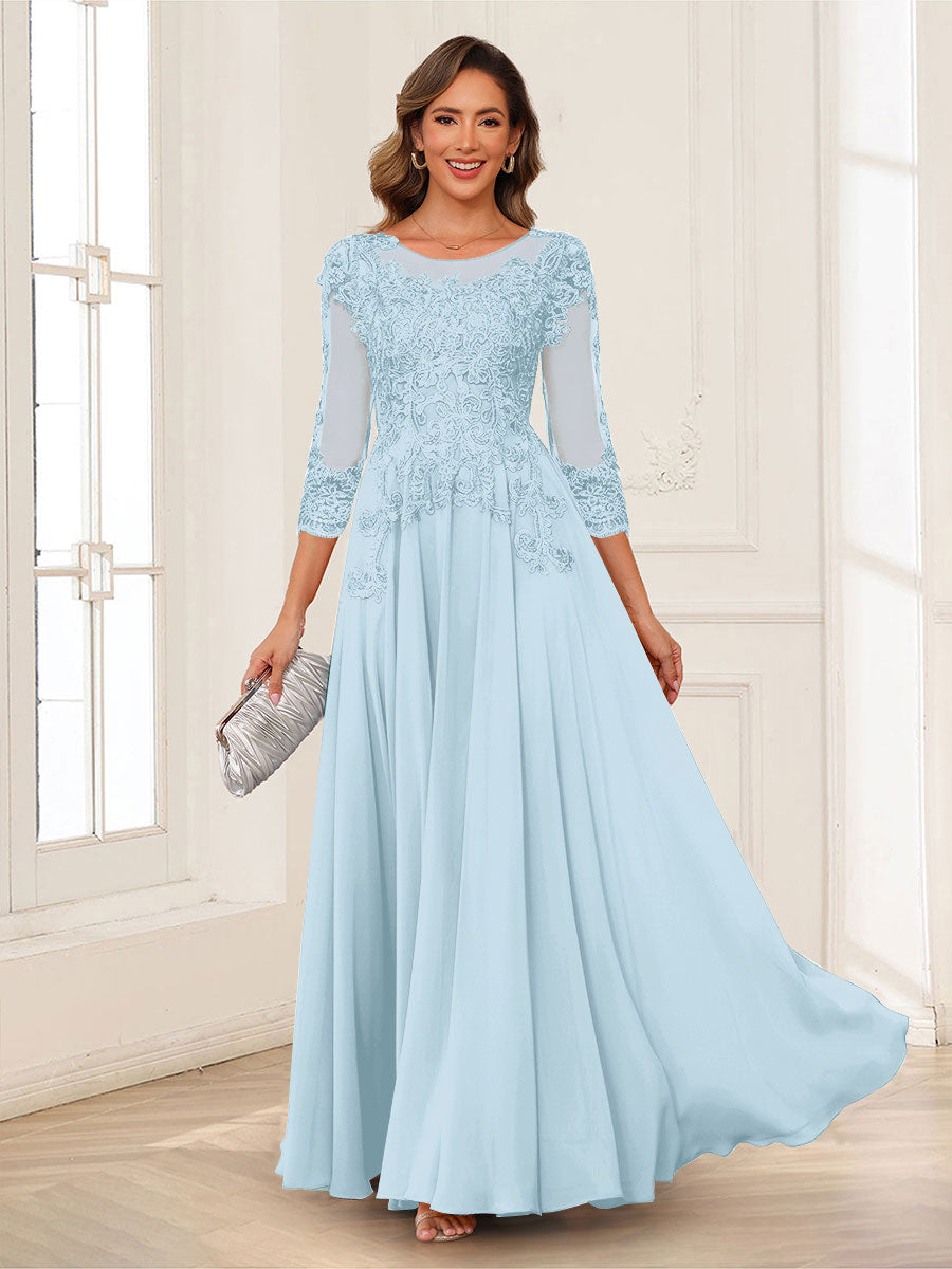 Dorothea June Sky Blue front view mother of the bride dress
