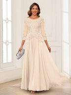 Dorothea June Champagne back view mother of the bride dress
