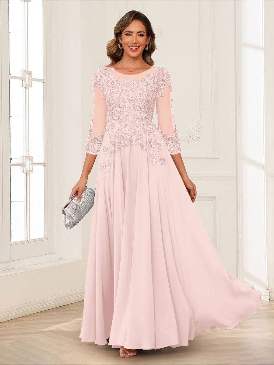 Dorothea June Pearl Pink front view mother of the bride dress