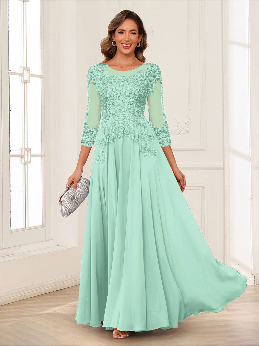 Dorothea June Mint Green front view mother of the bride dress